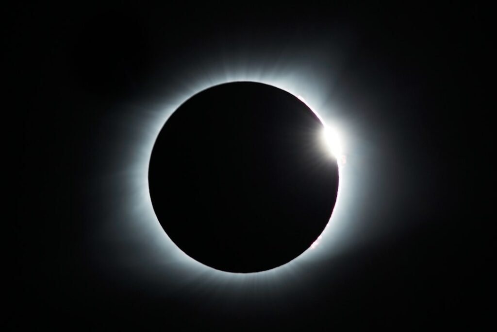 Solar eclipse in the sky, representing the Rahu-Ketu axis remedies