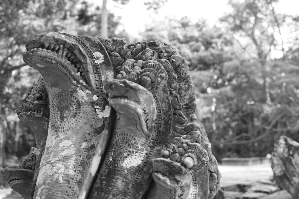 Ancient stone serpent (naga) carving, representing Kaal Sarp Dosha remedies