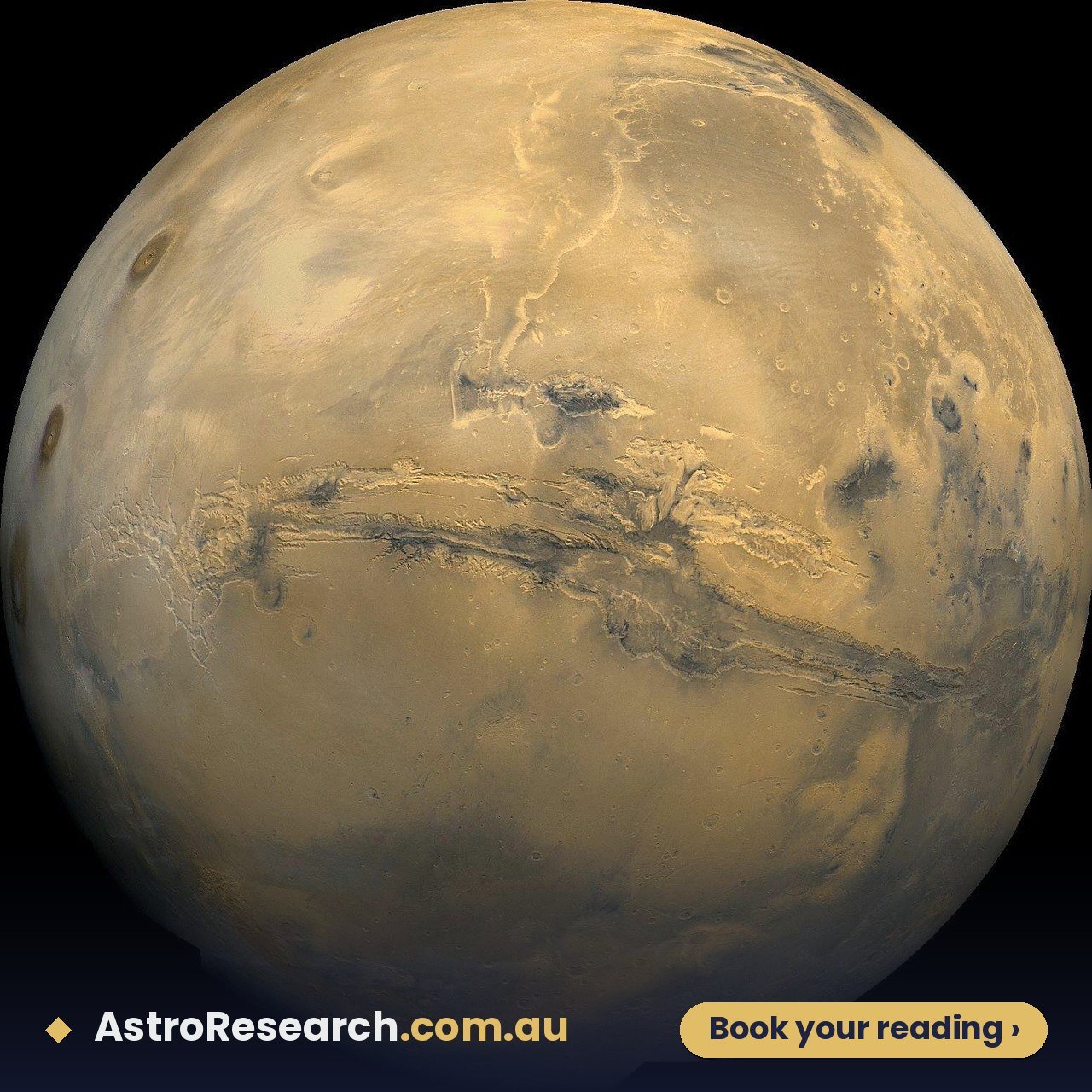 The red planet Mars against a starry sky, linked to Manglik dosha