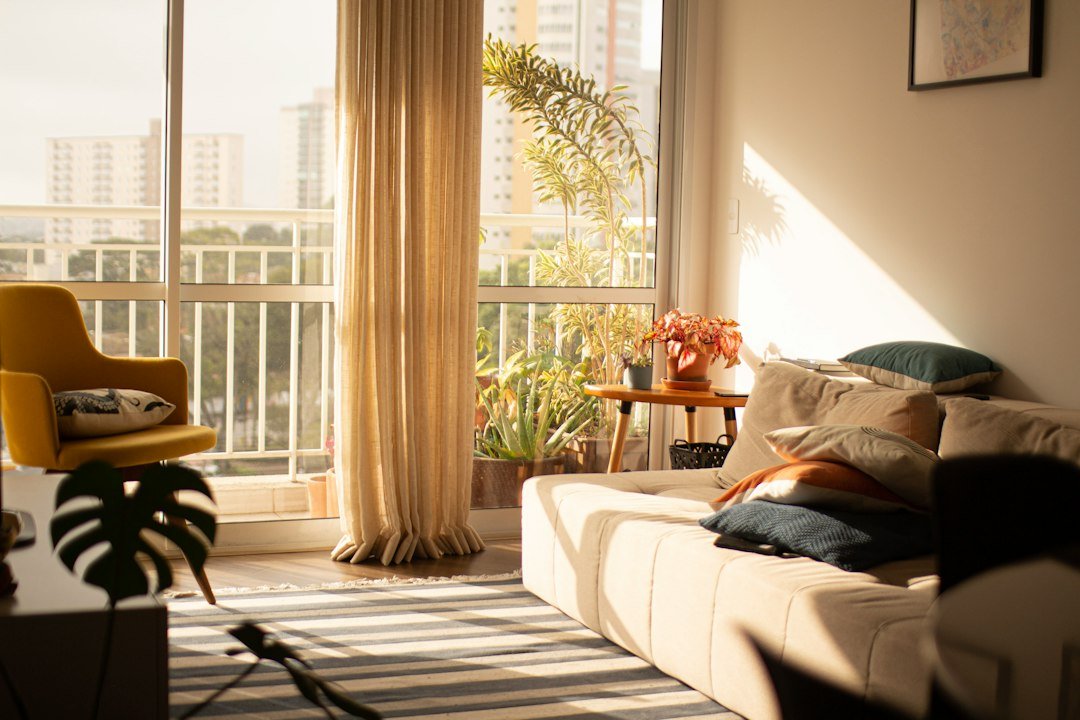 Bright, uncluttered living room in morning sunlight, Vastu-friendly home in Adelaide, South Australia